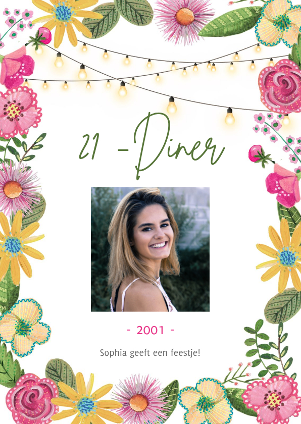 Uitnodigingen - Botanische uitnodiging 21 diner bloemen