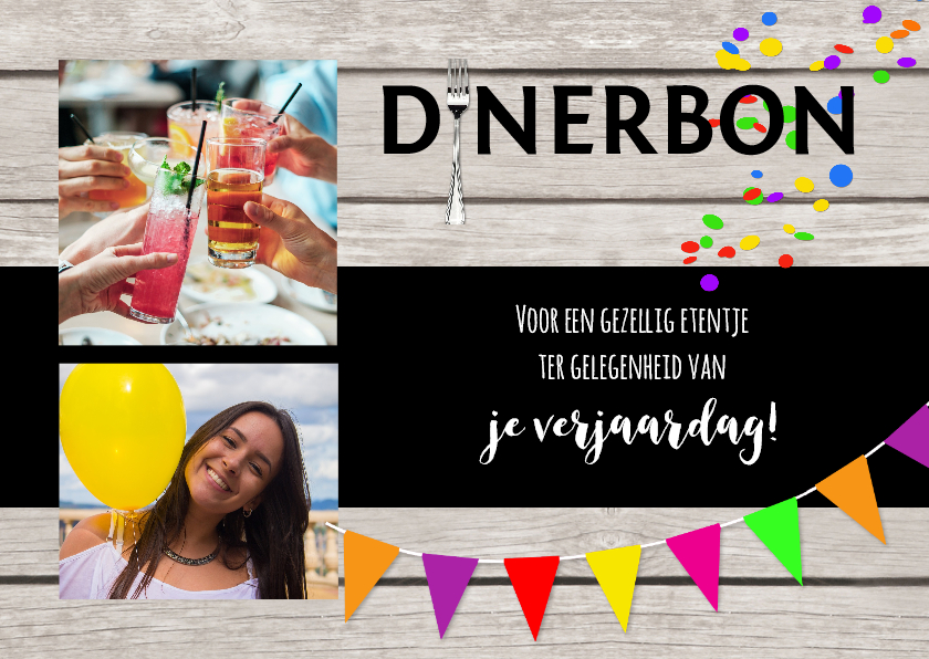 Dinerbon collage uitnodiging - Uitnodigingen Uitnodigingen - Dinerbon collage uitnodiging