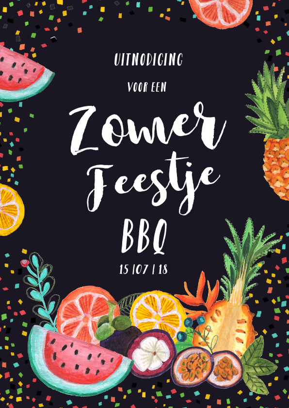 Uitnodigingen - Een tropische uitnodiging voor een BBQ of tuinfeestje