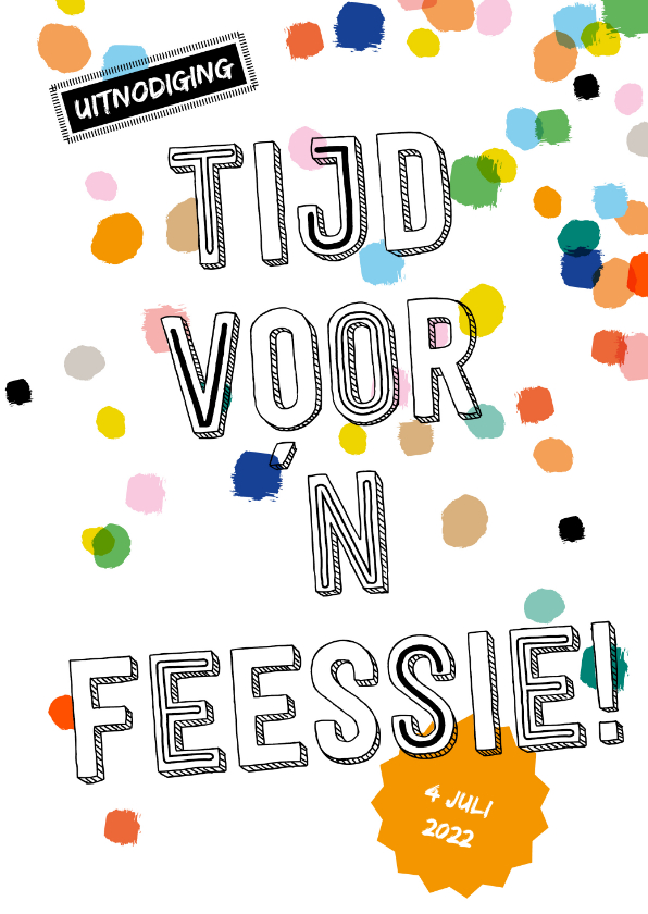 Feest confetti vrolijk - Uitnodigingen Uitnodigingen - Feest confetti vrolijk