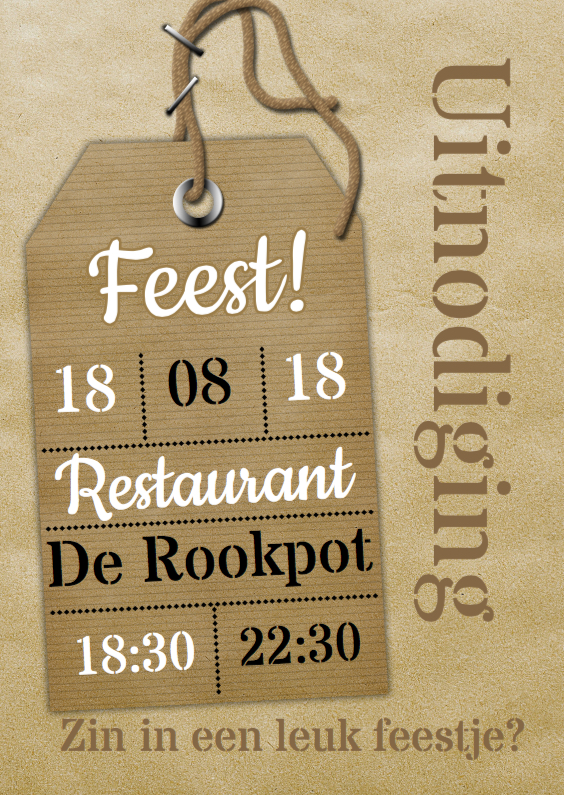 Feest naamkaartje vintage a - Uitnodigingen Uitnodigingen - Feest naamkaartje vintage a