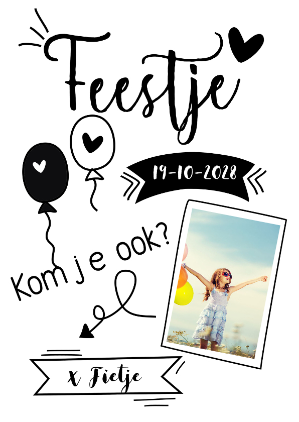 Feestje kom je ook eigen foto - Uitnodigingen Uitnodigingen - Feestje kom je ook eigen foto