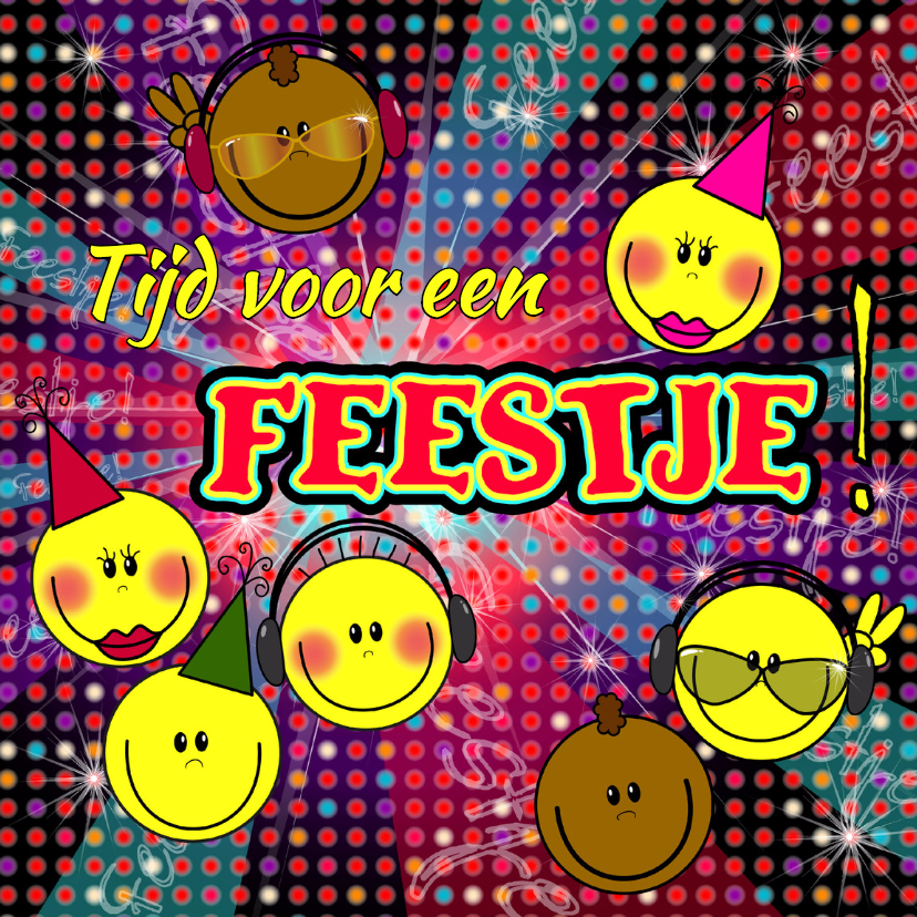 FEESTJE! Smileys disco - Uitnodigingen Uitnodigingen - FEESTJE! Smileys disco