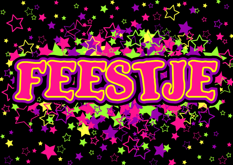 FEESTJE uitnodiging gekleurde STERREN - Uitnodigingen Uitnodigingen - FEESTJE uitnodiging gekleurde STERREN