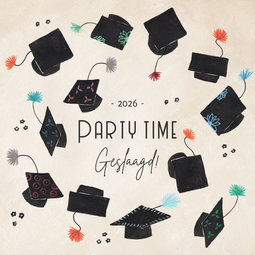 Uitnodigingen - Geslaagd feest afstudeerhoedjes