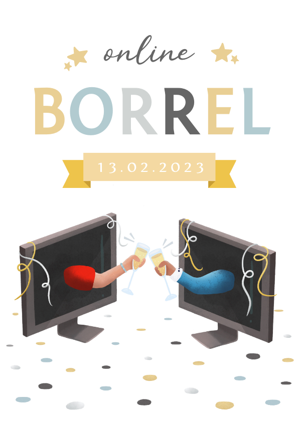Uitnodigingen - Grappige uitnodiging voor een online borrel ivm Corona