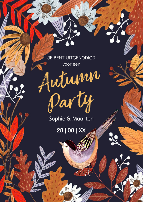Uitnodigingen - Herfstbladeren feestje Autumn party
