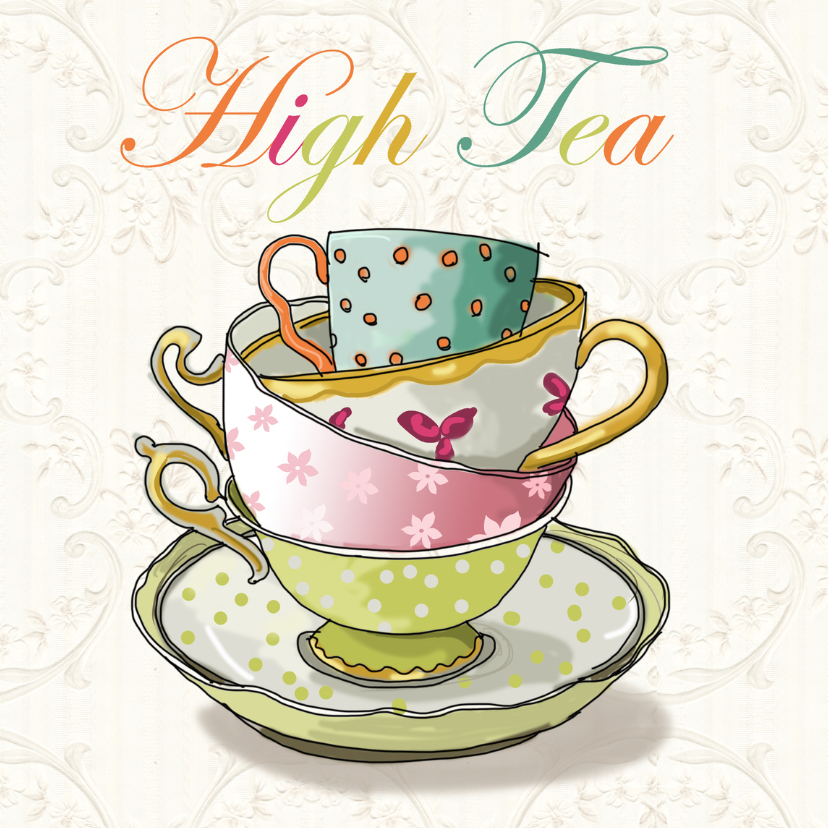High tea illustratiekaart - Uitnodigingen Uitnodigingen - High tea illustratiekaart