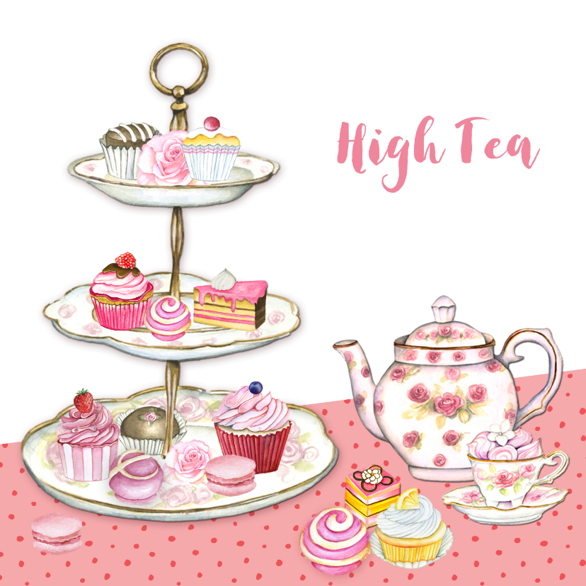 Uitnodigingen - High Tea taartenstandaard