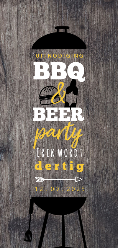 Uitnodigingen - Hippe Uitnodiging Houtlook BBQ & BEER feest