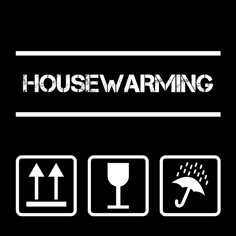 Housewarming pictogrammen zwart - Uitnodigingen Uitnodigingen - Housewarming pictogrammen zwart