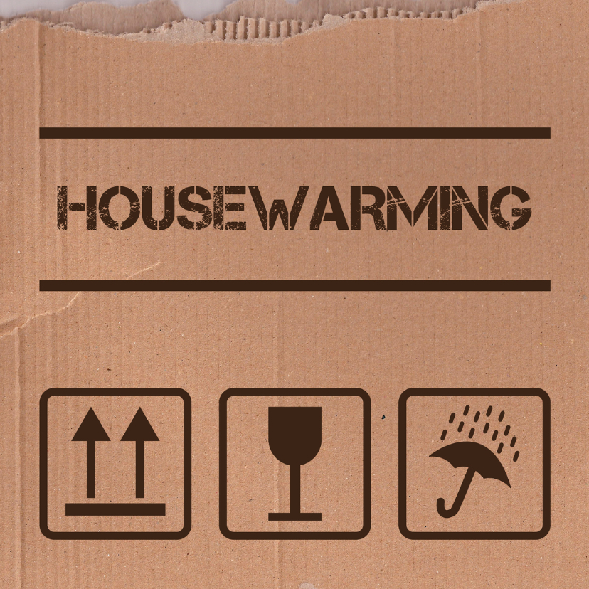 Housewarming verhuisdoos - Uitnodigingen Uitnodigingen - Housewarming verhuisdoos