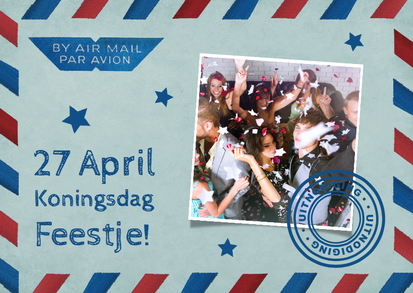 Koningsdag Feestje Luchtpost - Uitnodigingen Uitnodigingen - Koningsdag Feestje Luchtpost