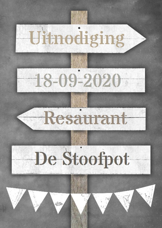 Krijtbord en wegwijzer a - Uitnodigingen Uitnodigingen - Krijtbord en wegwijzer a