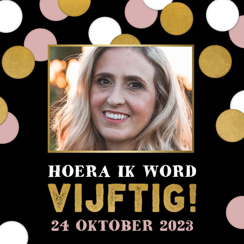 Uitnodigingen - Leuke uitnodiging verjaardag '50' met confetti en foto