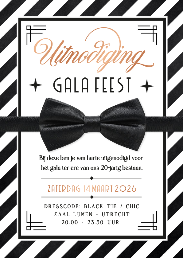Originele uitnodiging gala feest met vlinderstrikje smoking - Uitnodigingen Uitnodigingen - Originele uitnodiging gala feest met vlinderstrikje smoking