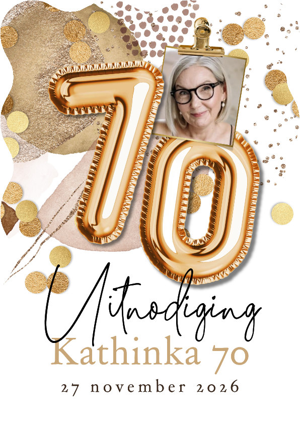 Originele uitnodigingskaart verjaardag 70 jaar ballon verf - Uitnodigingen Uitnodigingen - Originele uitnodigingskaart verjaardag 70 jaar ballon verf