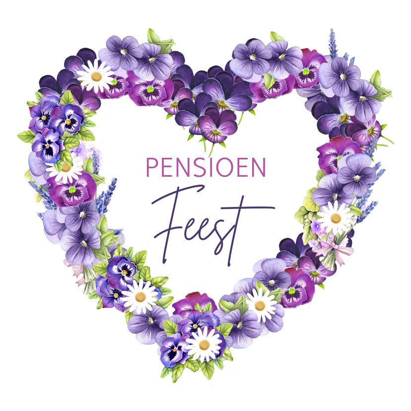 Uitnodigingen - Pensioen feest viooltjes