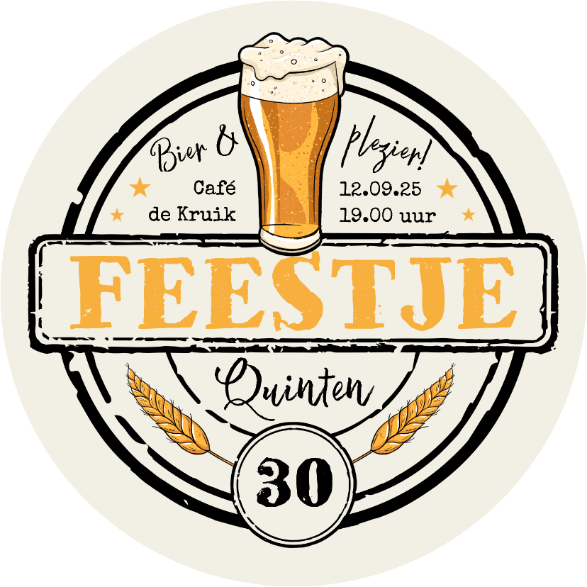 Uitnodigingen - Ronde kaart bierviltje uitnodiging verjaardag bier stoer