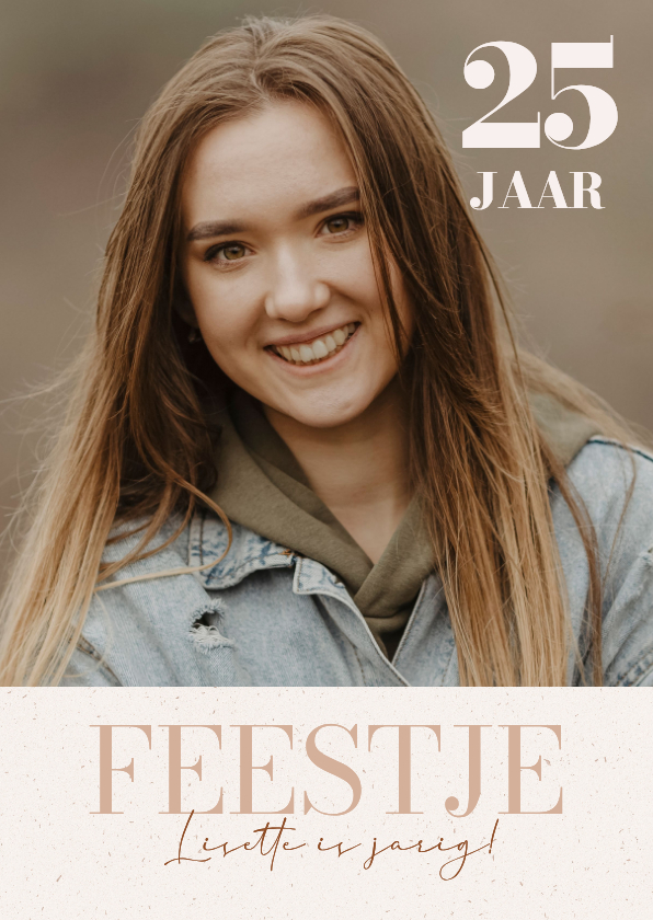 Stijlvolle foto uitnodiging voor een feestje beige - Uitnodigingen Uitnodigingen - Stijlvolle foto uitnodiging voor een feestje beige