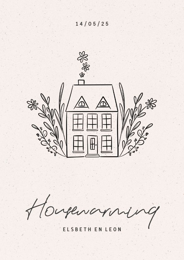 Uitnodigingen - Stijlvolle uitnodiging voor een housewarming met huisje