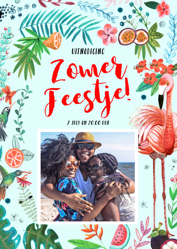 Tropisch zomerfeest feestje Flamingo - Uitnodigingen Uitnodigingen - Tropisch zomerfeest feestje Flamingo