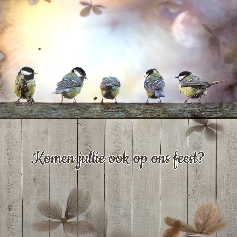 Tuinfeest met koolmezen - Uitnodigingen Uitnodigingen - Tuinfeest met koolmezen