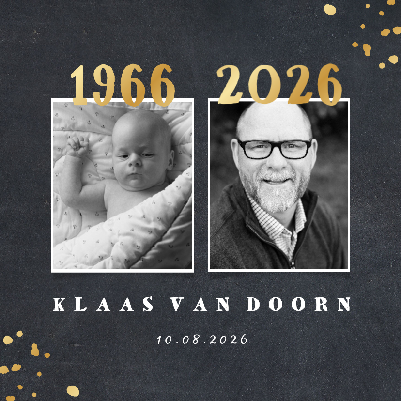 Uitnodigingen - Uitnodiging 1966 met foto's en gouden spetters