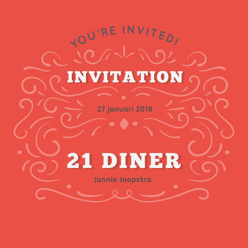 Uitnodiging 21 diner 'you're invited!' - Uitnodigingen Uitnodigingen - Uitnodiging 21 diner 'you're invited!'