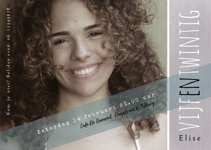 Uitnodiging 25ste verjaardag eenvoudig met grote foto - Uitnodigingen Uitnodigingen - Uitnodiging 25ste verjaardag eenvoudig met grote foto