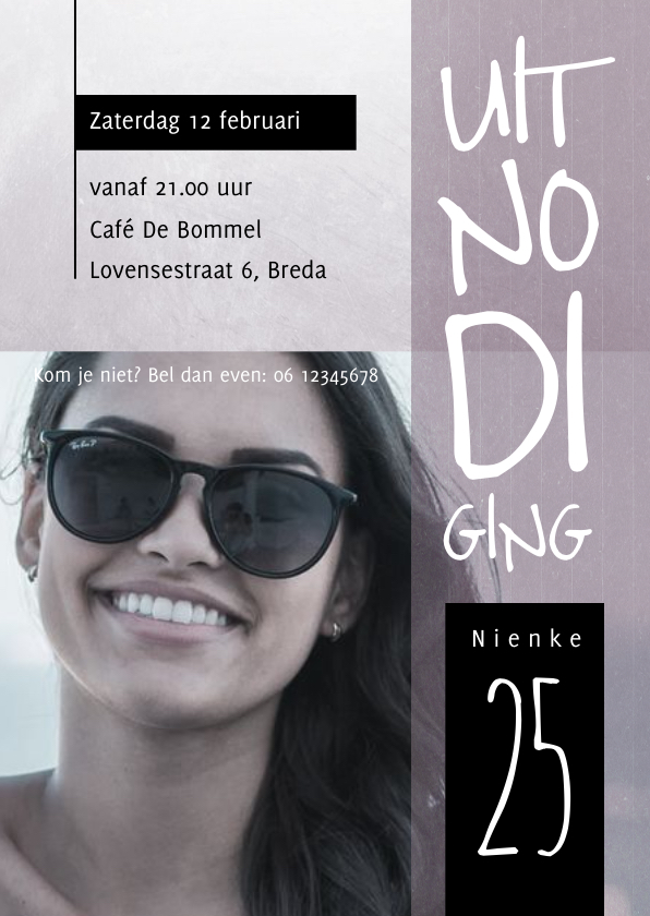 Uitnodiging, 25ste verjaardag met foto en leuke typografie - Uitnodigingen Uitnodigingen - Uitnodiging, 25ste verjaardag met foto en leuke typografie