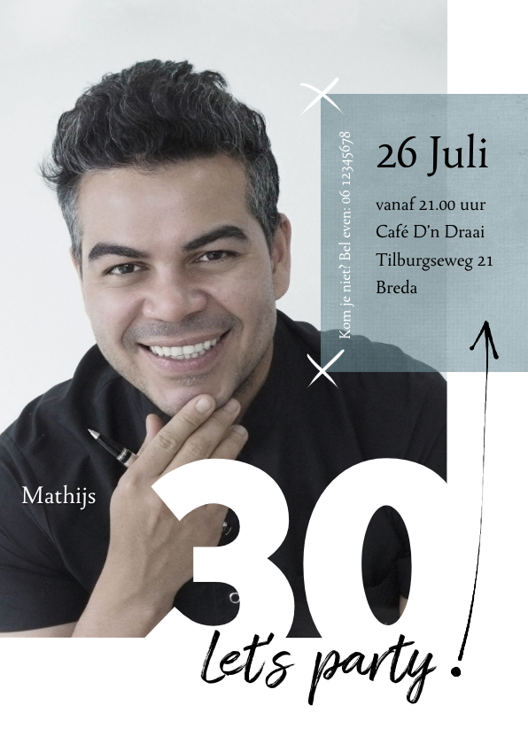 Uitnodiging 30ste verjaardag modern, speelse typografie - Uitnodigingen Uitnodigingen - Uitnodiging 30ste verjaardag modern, speelse typografie