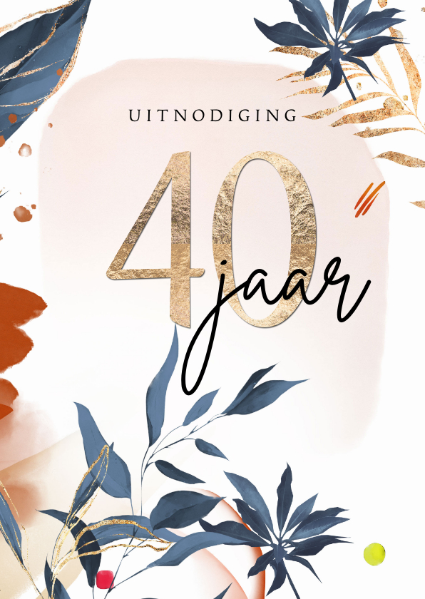 Uitnodigingen - Uitnodiging 40 jaar watercolor - vrouw