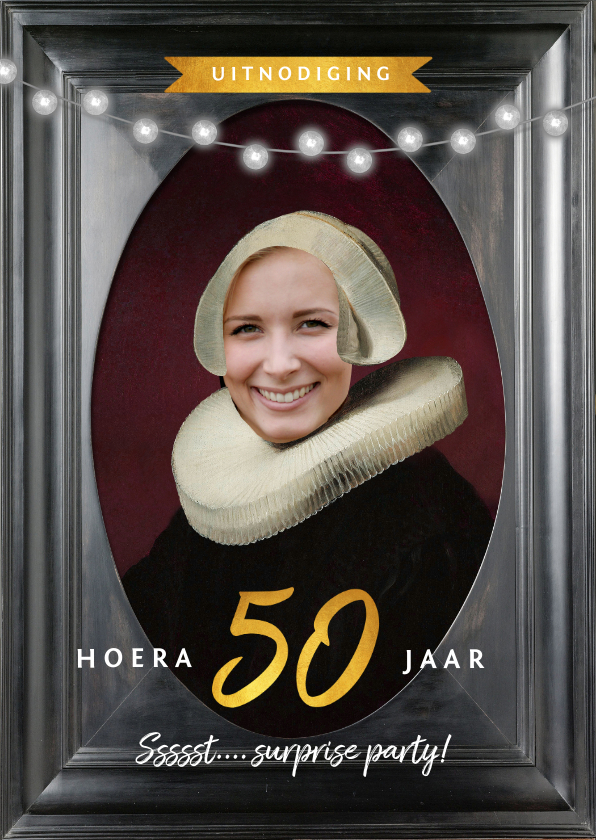 Uitnodiging 50 jaar schilderij Rembrandt van Rijn portret - Uitnodigingen Uitnodigingen - Uitnodiging 50 jaar schilderij Rembrandt van Rijn portret