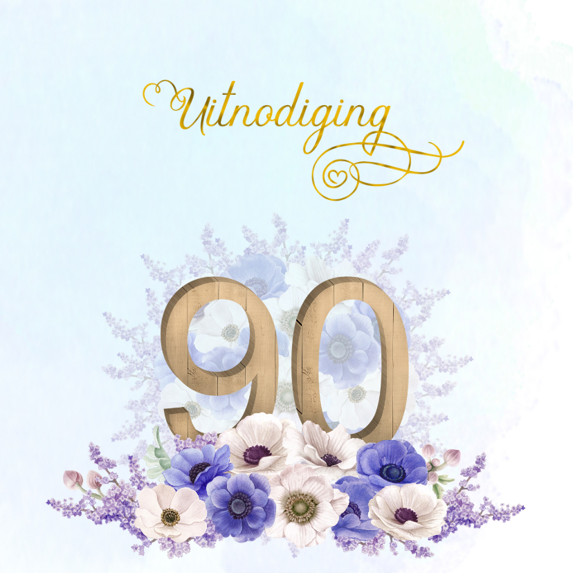 Uitnodiging 90 jaar anemonen - Uitnodigingen Uitnodigingen - Uitnodiging 90 jaar anemonen