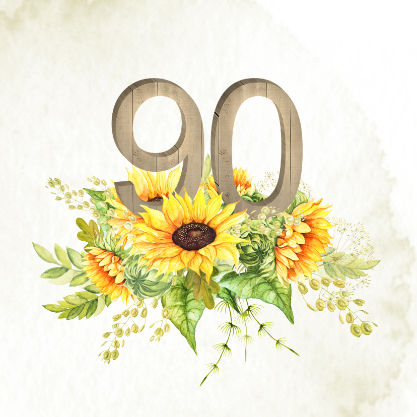 Super Uitnodiging 90 jaar zonnebloemen | Kaartje2go TA-69