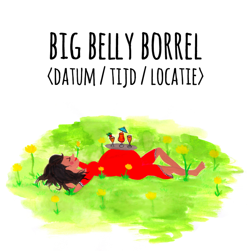 Uitnodigingen - Uitnodiging babyshower BIG BELLY BORREL CliniClowns