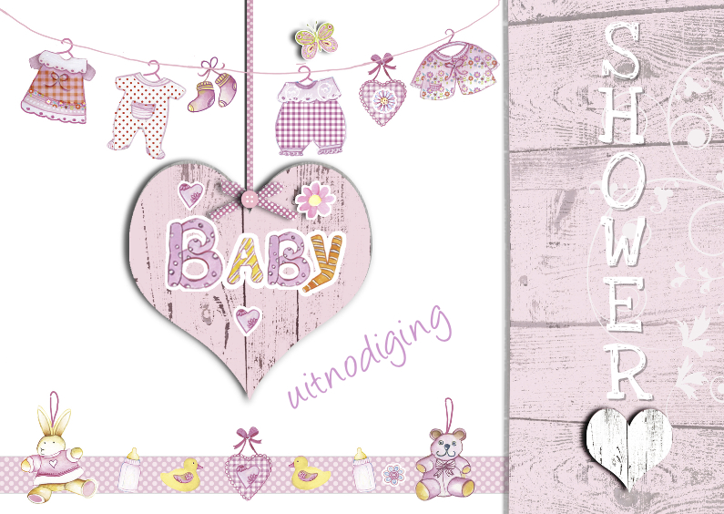 uitnodiging babyshower met hart - Uitnodigingen Uitnodigingen - uitnodiging babyshower met hart