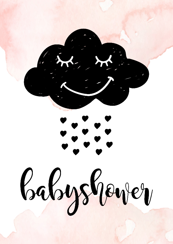 Uitnodiging babyshower wolk hartjes - Uitnodigingen Uitnodigingen - Uitnodiging babyshower wolk hartjes