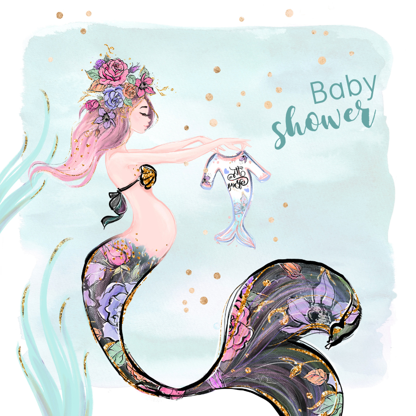 Uitnodiging babyshower zeemeermin - Uitnodigingen Uitnodigingen - Uitnodiging babyshower zeemeermin