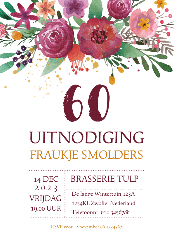 Uitnodiging bloemen waterverf - Uitnodigingen Uitnodigingen - Uitnodiging bloemen waterverf