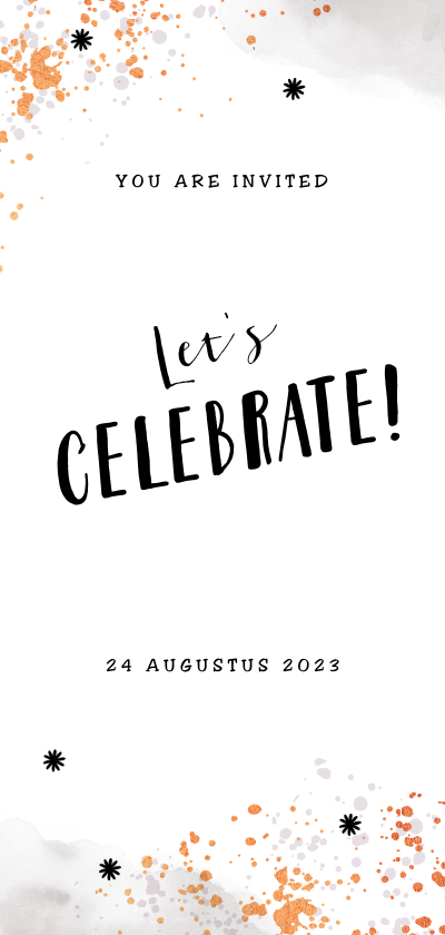 Uitnodiging borrel feestje stijlgoud confetti met sterretjes - Uitnodigingen Uitnodigingen - Uitnodiging borrel feestje stijlgoud confetti met sterretjes