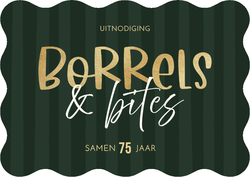 Uitnodigingen - Uitnodiging borrels en bites groene streep en goudlook golf
