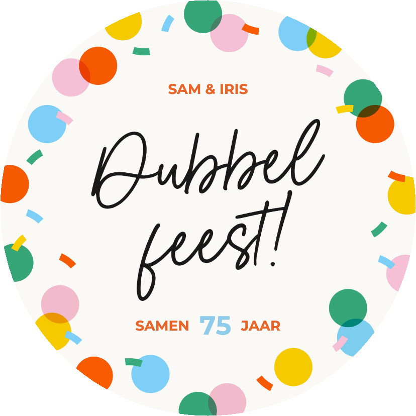 Uitnodiging cirkelvorm dubbel feest met kleurrijke confetti - Uitnodigingen Uitnodigingen - Uitnodiging cirkelvorm dubbel feest met kleurrijke confetti