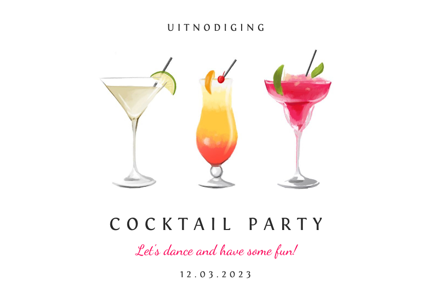 Uitnodiging cocktail party voor iedere gelegenheid - Uitnodigingen Uitnodigingen - Uitnodiging cocktail party voor iedere gelegenheid