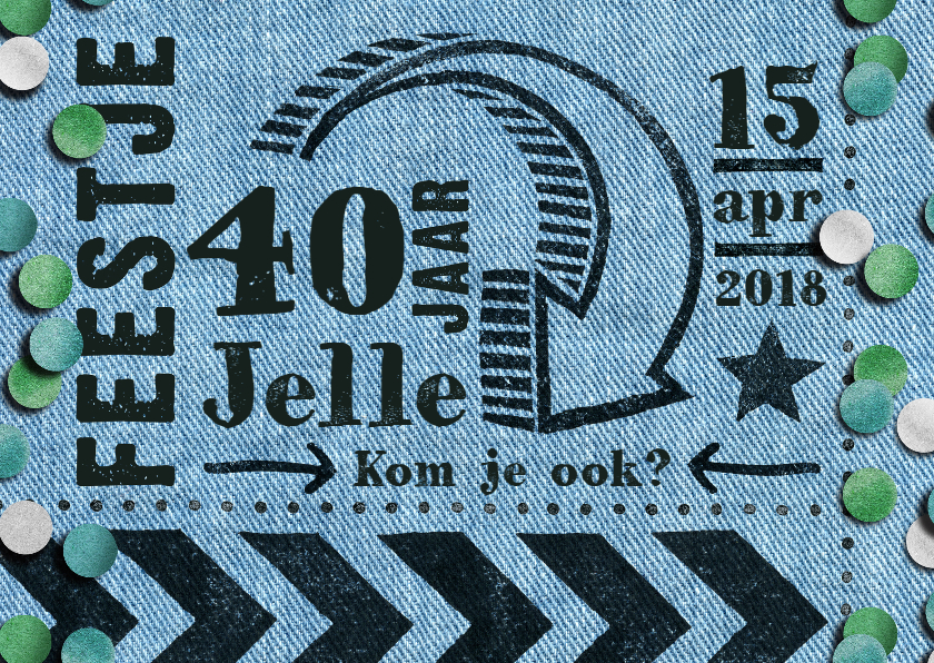 uitnodiging denim stempel hip man - Uitnodigingen Uitnodigingen - uitnodiging denim stempel hip man