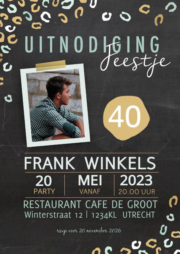Uitnodigingen - Uitnodiging dierenprint 