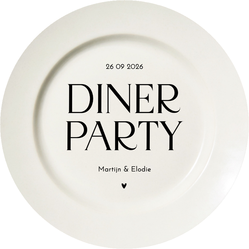 Uitnodigingen - Uitnodiging dinerparty in vorm van bord cirkelvorm