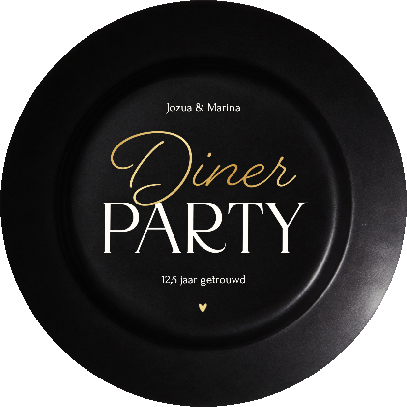 Uitnodiging dinerparty in vorm van zwart bord cirkelvorm - Uitnodigingen Uitnodigingen - Uitnodiging dinerparty in vorm van zwart bord cirkelvorm