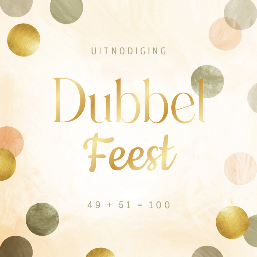 Uitnodigingen - Uitnodiging dubbel feest met confetti aanpasbaar